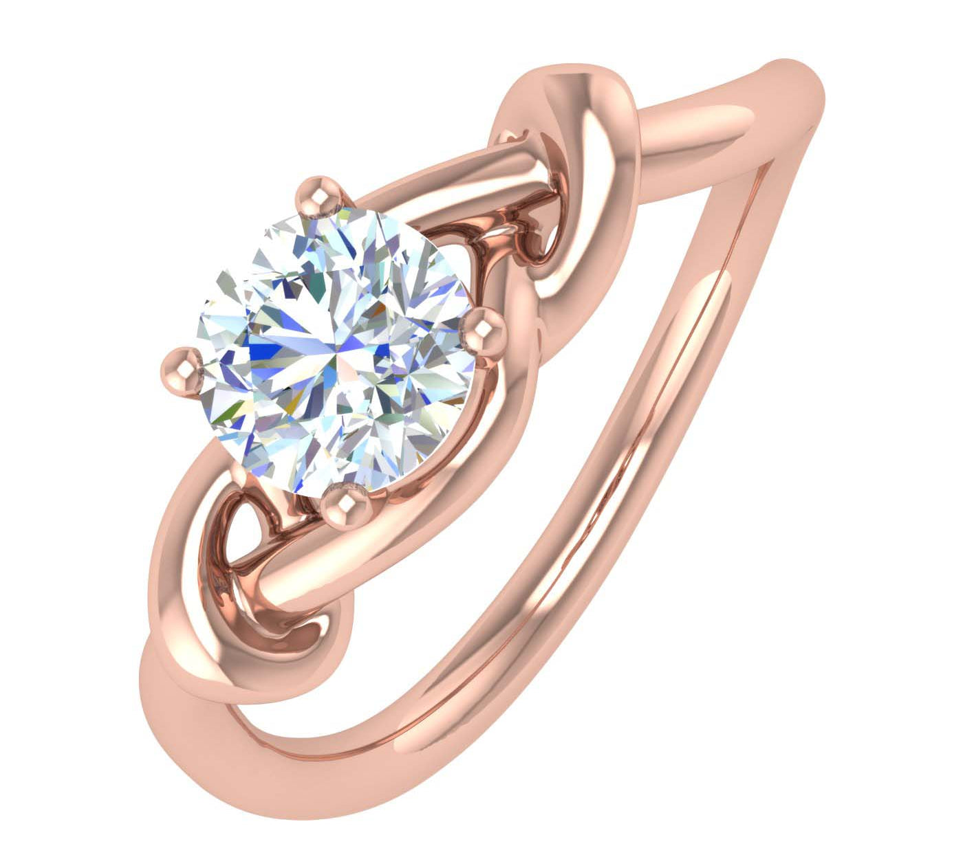 1/2 Carat 4-Prong Set Twisted Diamond Solitaire Engagement Ring in Gold