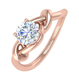 1/2 Carat 4-Prong Set Twisted Diamond Solitaire Engagement Ring in Gold