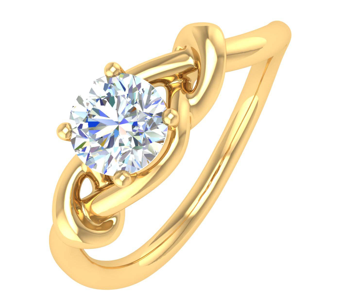 1/2 Carat 4-Prong Set Twisted Diamond Solitaire Engagement Ring in Gold