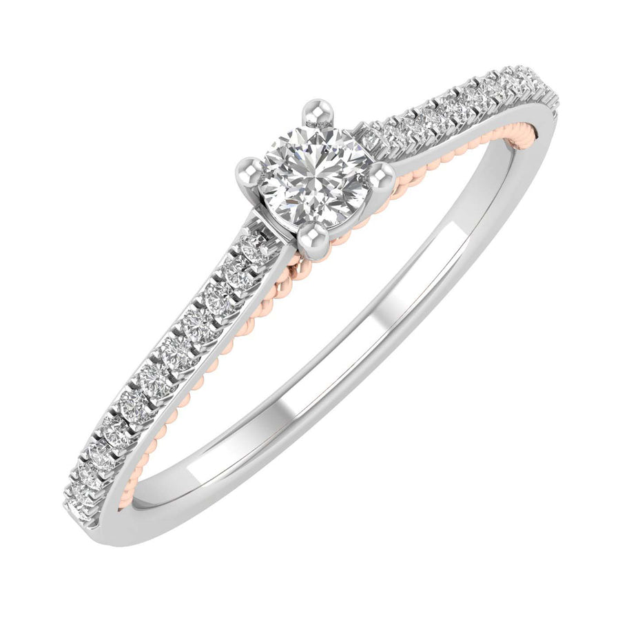 1/5 cttw Diamond Engagement Ring in White & Rose Gold