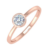 1/4 Carat Bezel Set Diamond Solitaire Engagement Ring Band in Gold