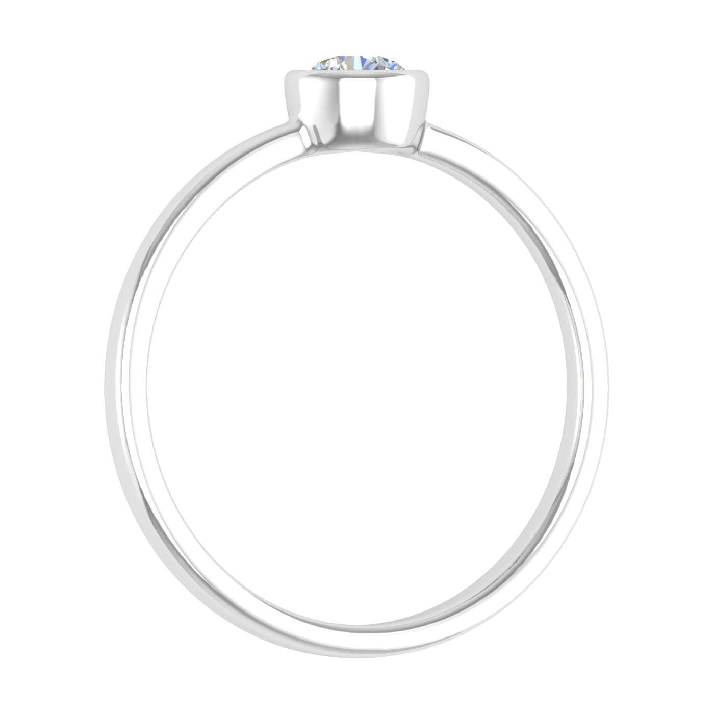 1/4 Carat Bezel Set Diamond Solitaire Engagement Ring Band in Gold - RG-21864-I1I2G-14KW - Preview 2
