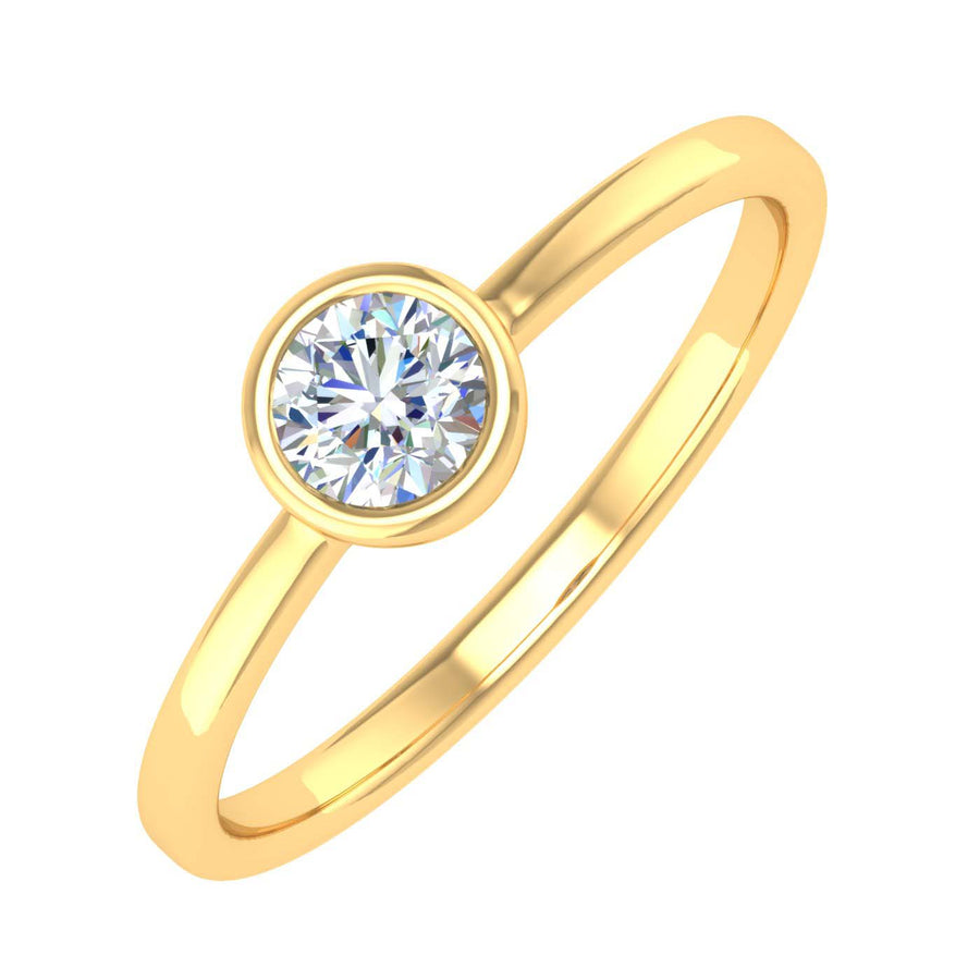 1/4 Carat Bezel Set Diamond Solitaire Engagement Ring Band in Gold