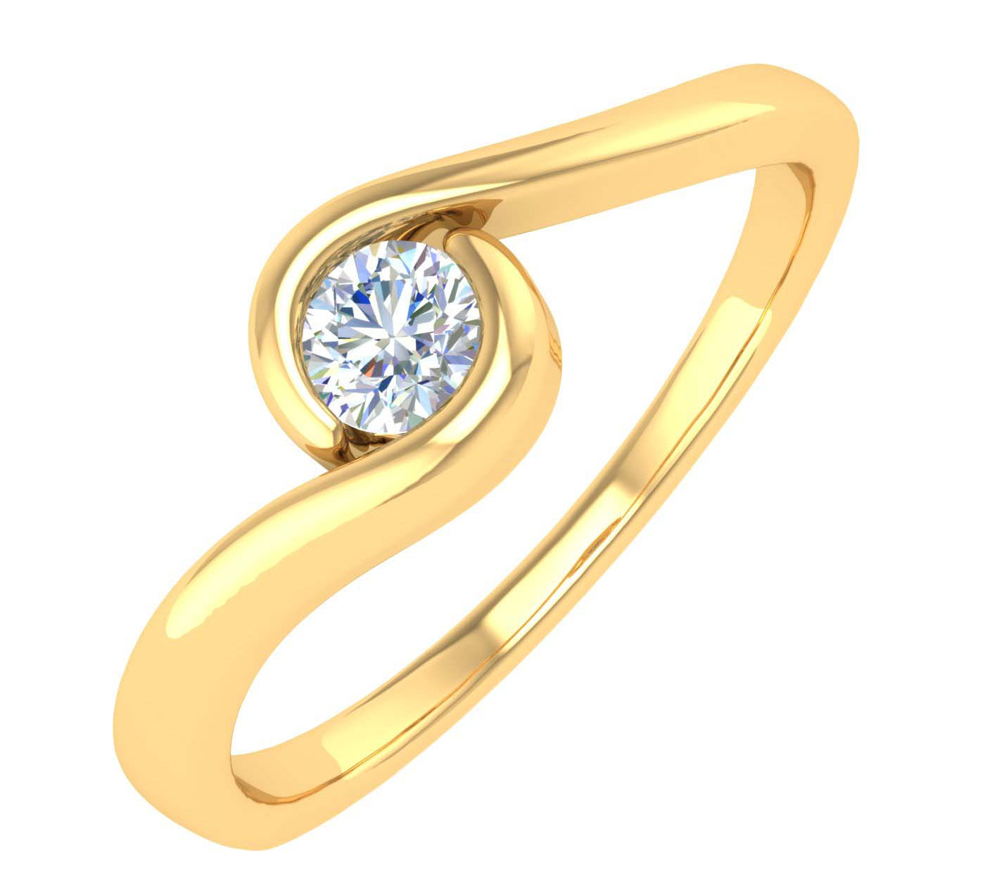 1/5 Carat Channel Set Diamond Solitaire Engagement Ring Band in Gold - IGI Certified