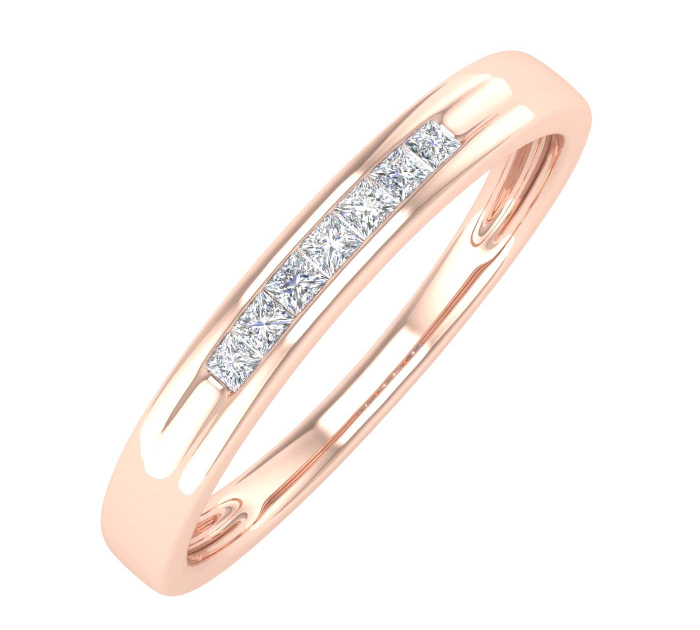 1/10 Carat Channel Set Diamond Wedding Anniversary Ring in Gold - IGI Certified