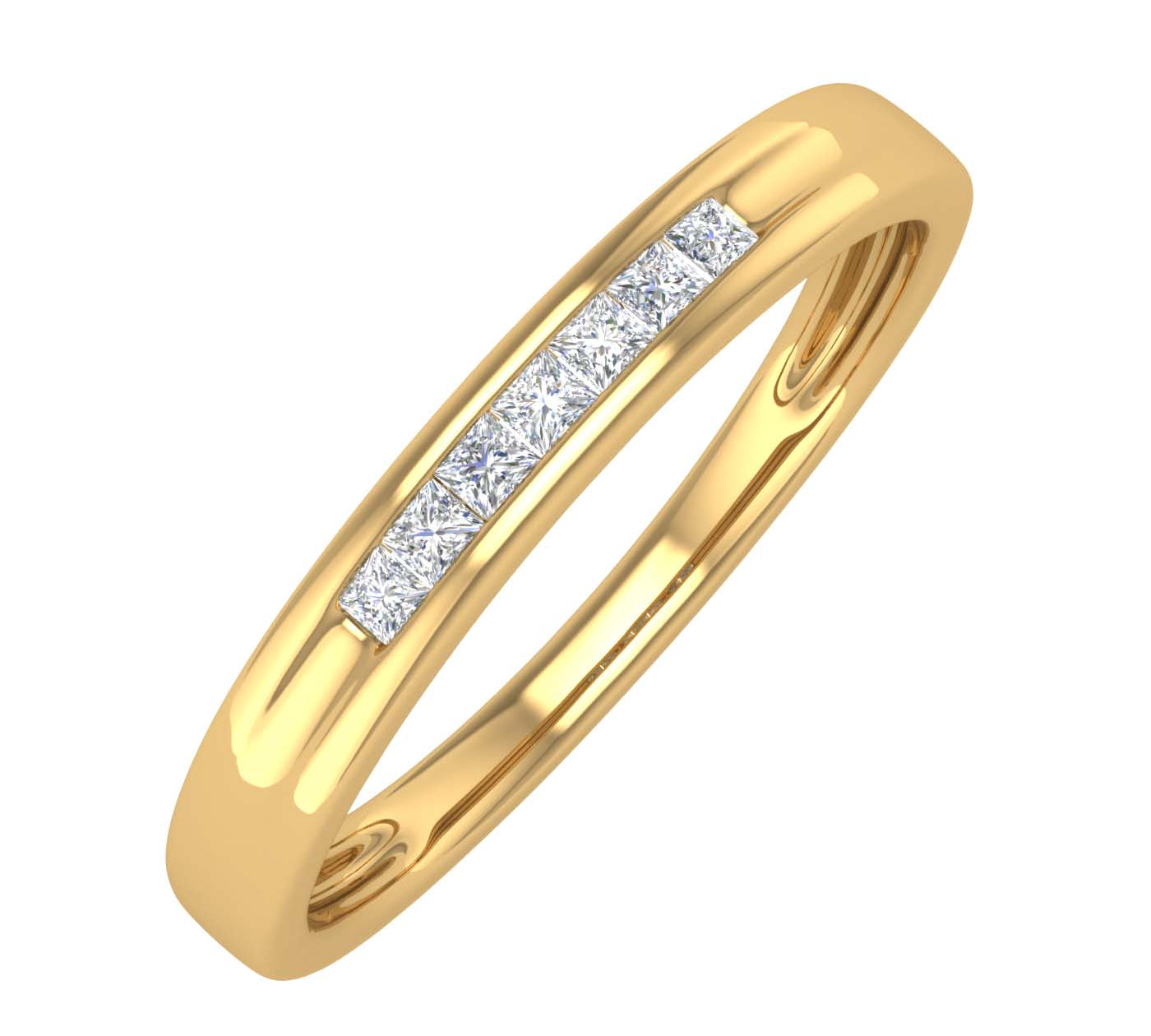 1/10 Carat Channel Set Diamond Wedding Anniversary Ring in Gold - IGI Certified