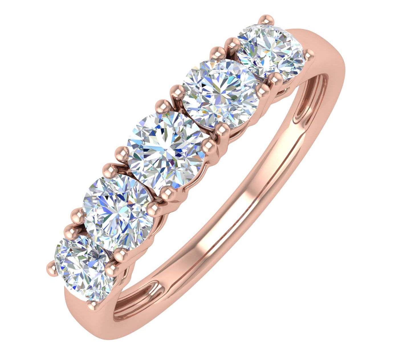1 Carat 5-Stone Diamond Wedding Band Ring in Gold
