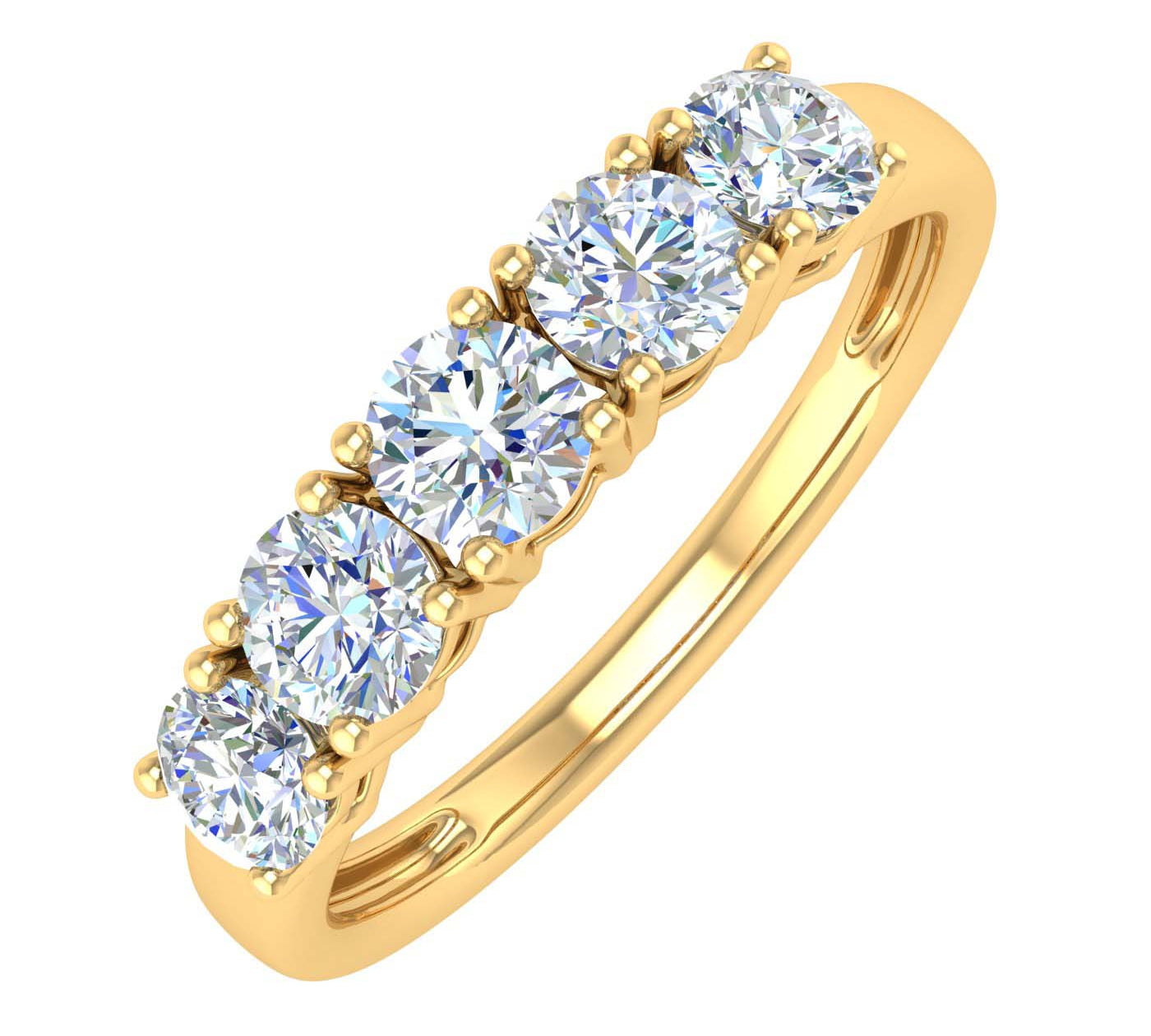 1 Carat 5-Stone Diamond Wedding Band Ring in Gold