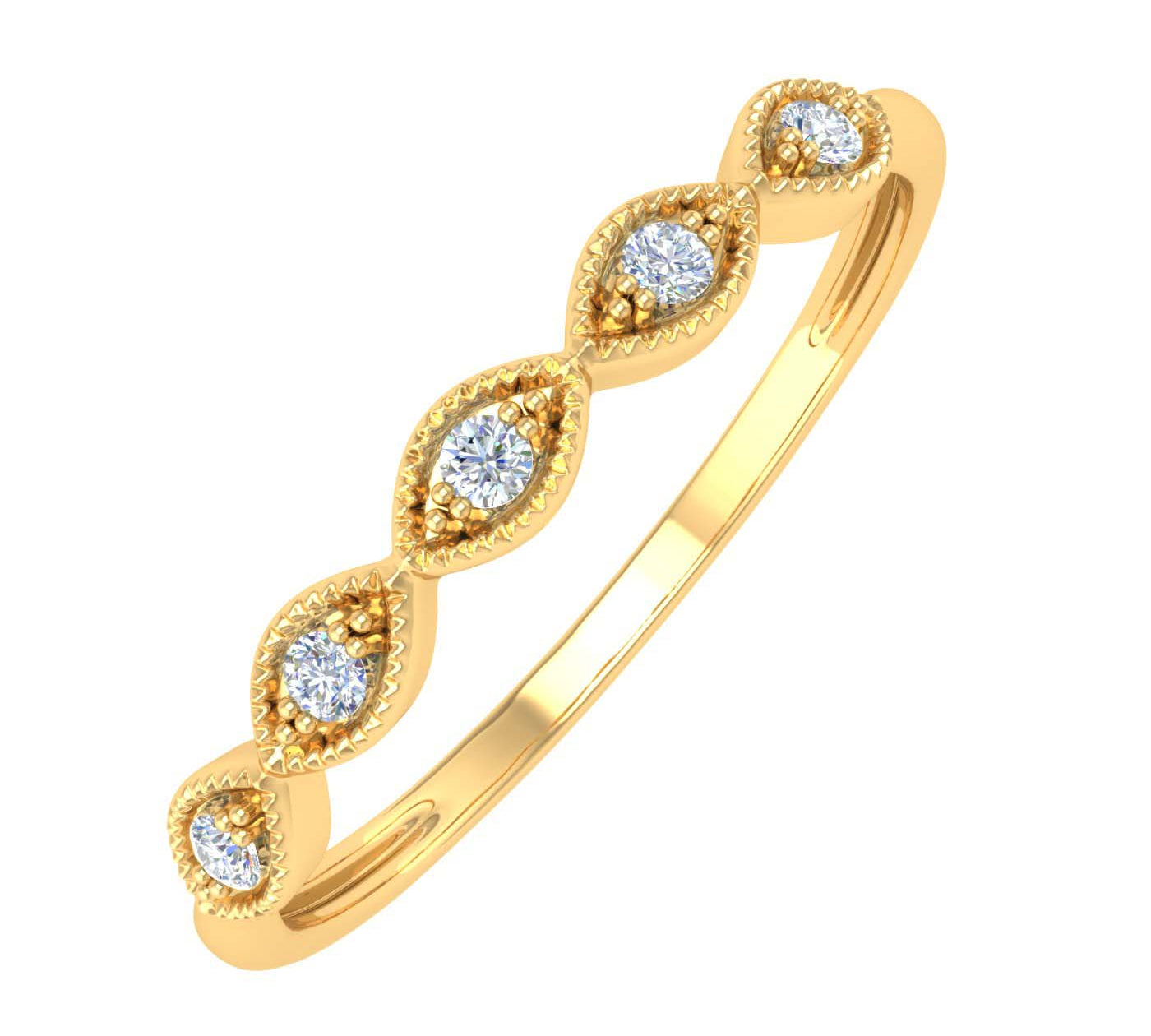 0.06 Carat Diamond Twisted Wedding Band Ring in Gold