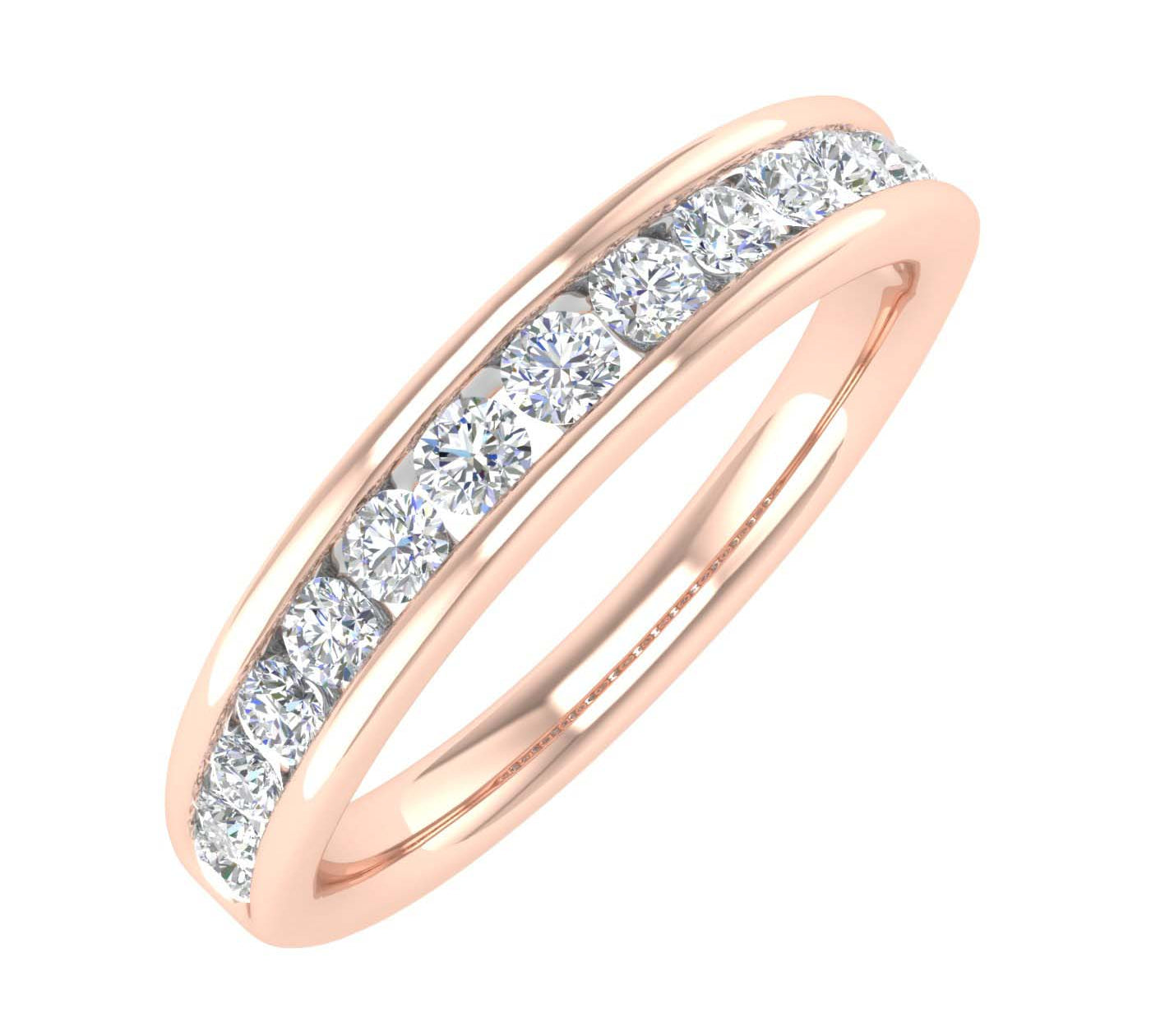 1/2 Carat Channel Set Diamond Wedding Band Ring in Gold - IGI Certified