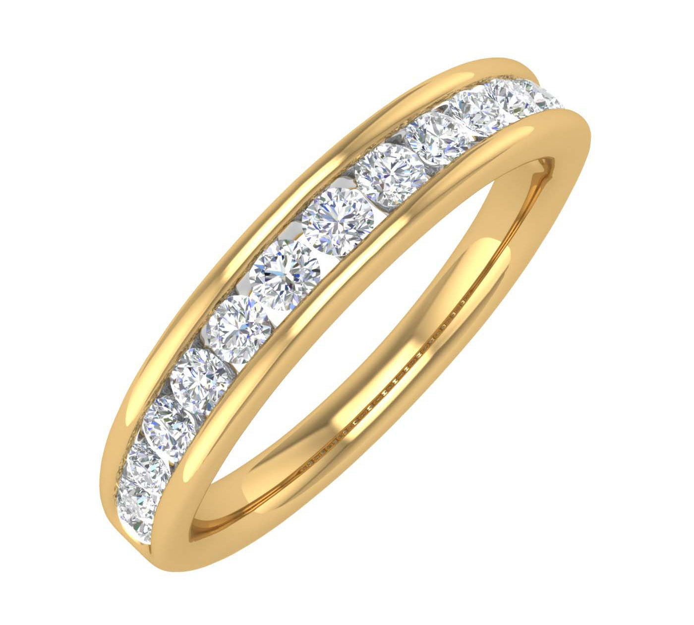 1/2 Carat Channel Set Diamond Wedding Band Ring in Gold - IGI Certified