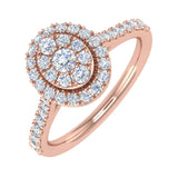 1/2 Carat Diamond Halo Ring Band in Gold - IGI Certified