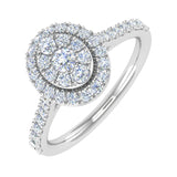 1/2 Carat Diamond Halo Ring Band in Gold - IGI Certified