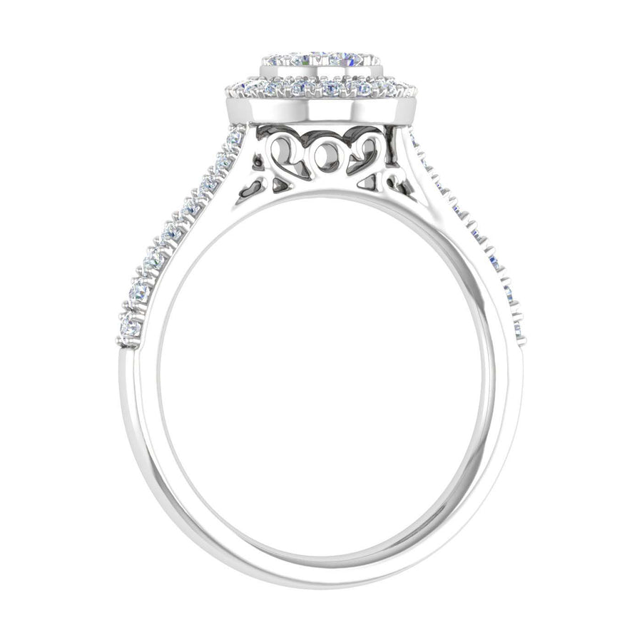 1/2 Carat Diamond Halo Ring Band in Gold - IGI Certified