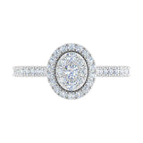 1/2 Carat Diamond Halo Ring Band in Gold - IGI Certified