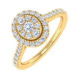 1/2 Carat Diamond Halo Ring Band in Gold - IGI Certified
