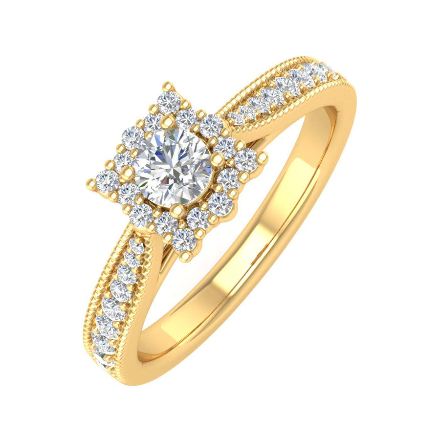 1/2 Carat Round Diamond Engagement Ring in Gold