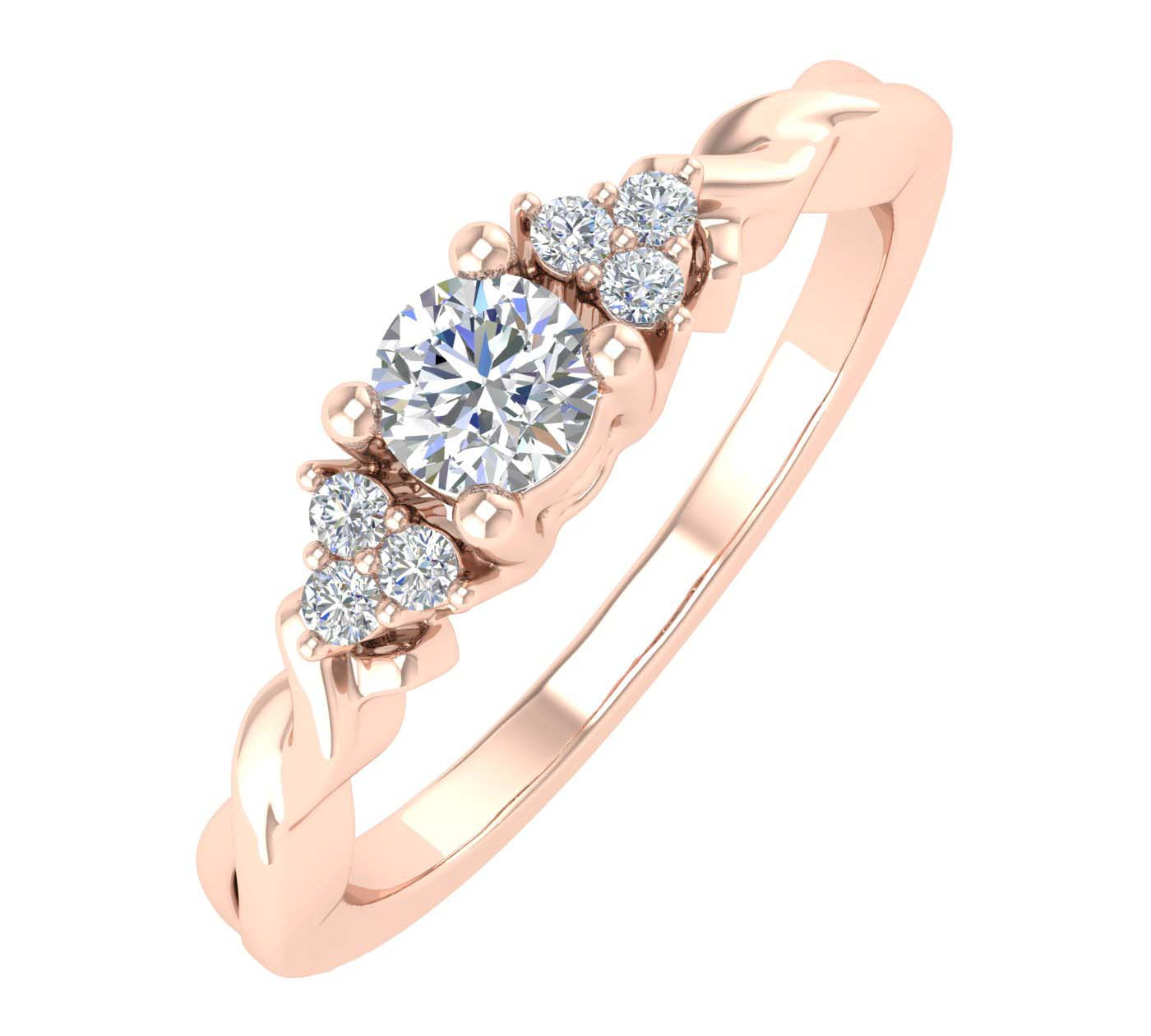 1/4 Carat Diamond Twisted Engagement Ring in Gold - IGI Certified