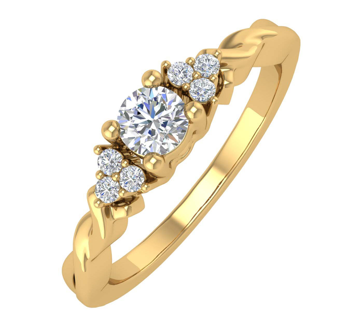 1/4 Carat Diamond Twisted Engagement Ring in Gold - IGI Certified