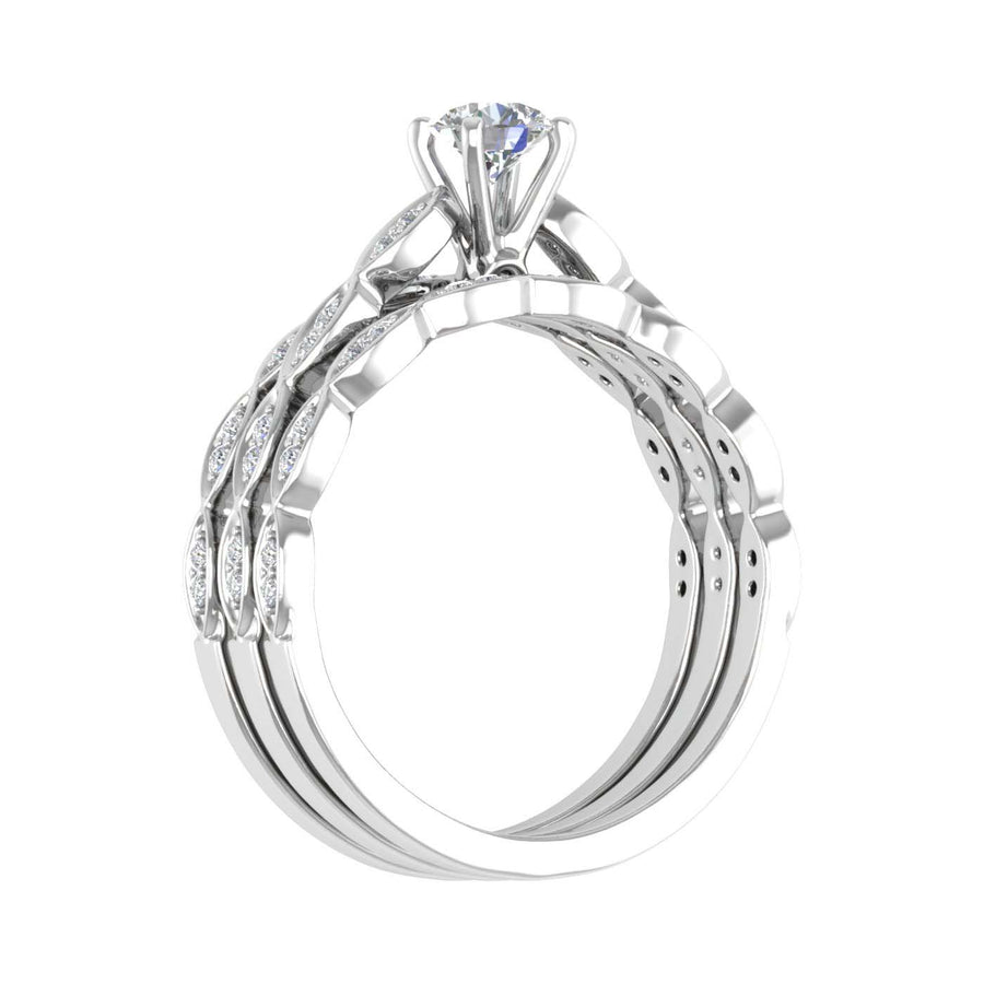 3/4 Carat Diamond Halo Bridal Ring Set in Gold