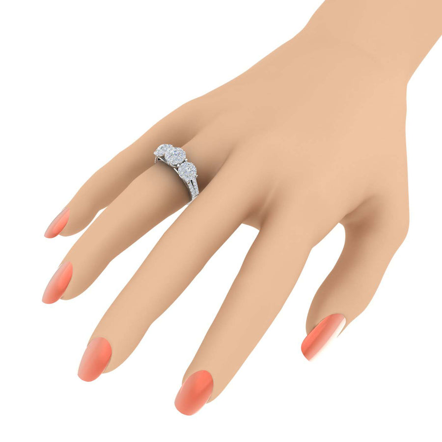 1 Carat 3-Stone Prong Set Diamond Engagement Ring in Gold - IGI Certified