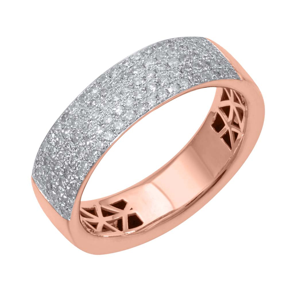 FINEROCK Women's 1/2 Carat Natural Diamond Wedding Band - 14K Rose Gold, IGI Certified