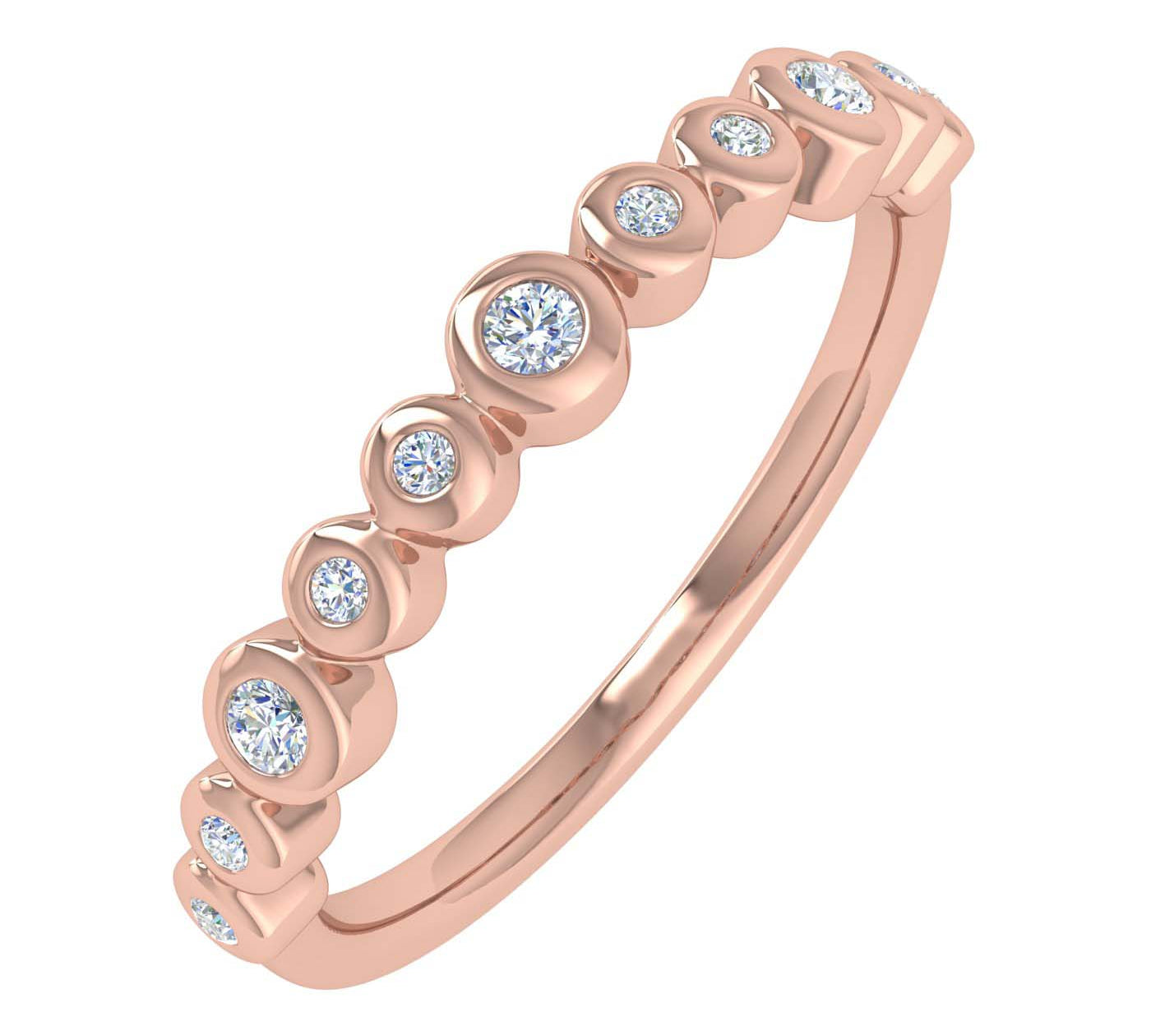 1/5 Carat Bezel Set Diamond Wedding Band Ring in Gold