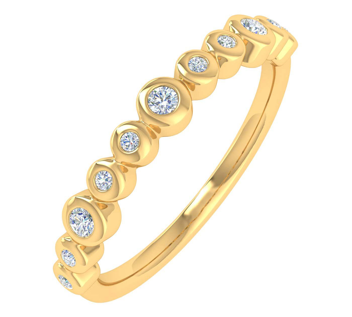 1/5 Carat Bezel Set Diamond Wedding Band Ring in Gold