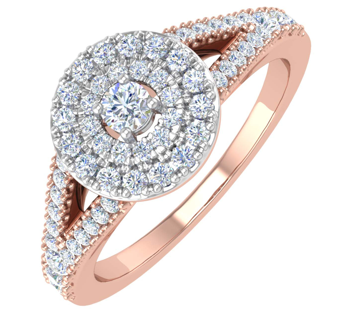 1/2 Carat Diamond Halo Engagement Ring in Gold