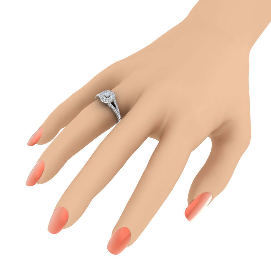 1/2 Carat Diamond Halo Engagement Ring in Gold