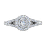 1/2 Carat Diamond Halo Engagement Ring in Gold - IGI Certified