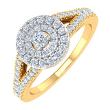 1/2 Carat Diamond Halo Engagement Ring in Gold - IGI Certified