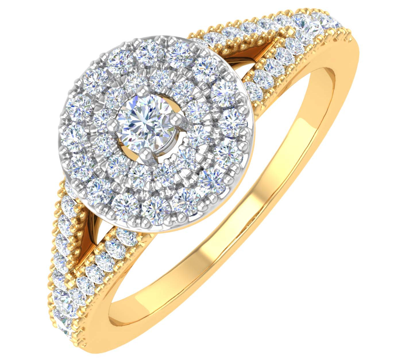1/2 Carat Diamond Halo Engagement Ring in Gold