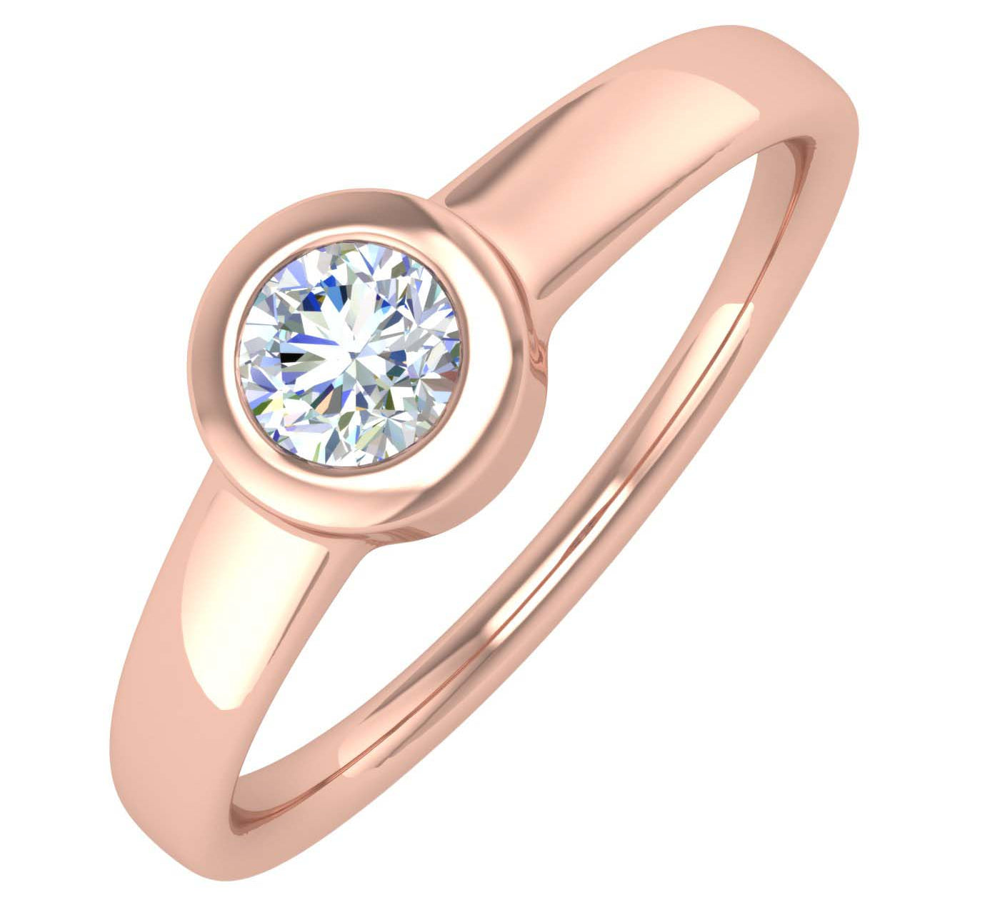 1/2 Carat Bezel Set Diamond Solitaire Engagement Ring in Gold