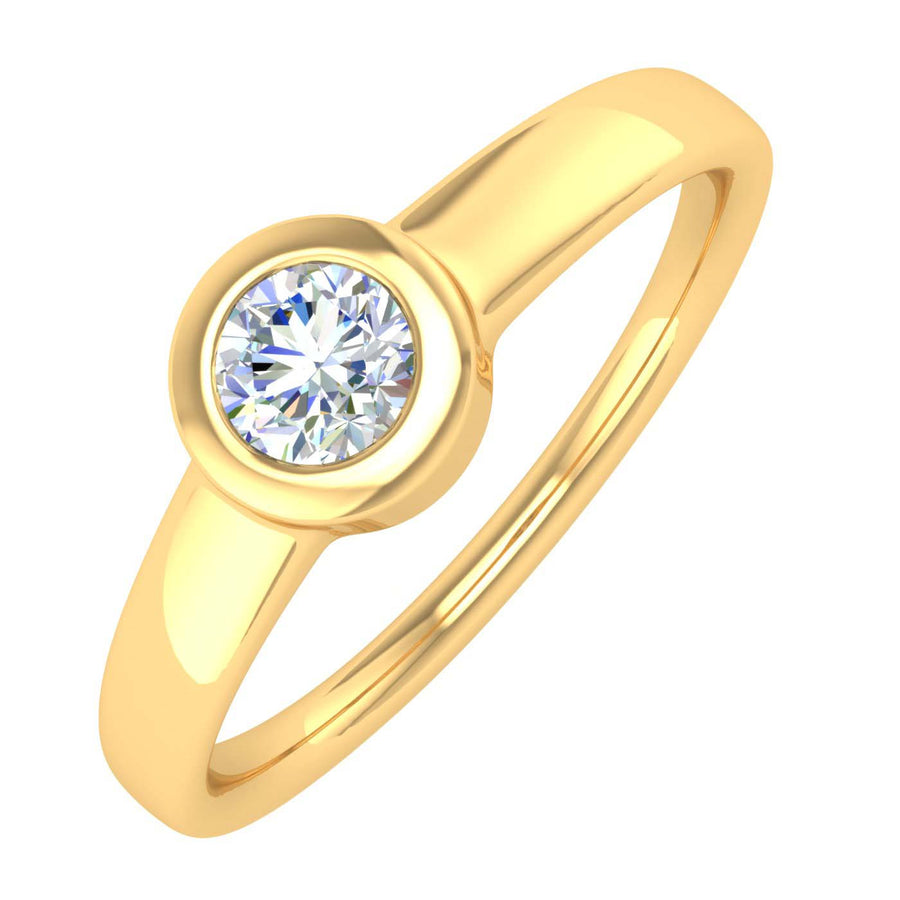 1/2 Carat Bezel Set Diamond Solitaire Engagement Ring in Gold - IGI Certified
