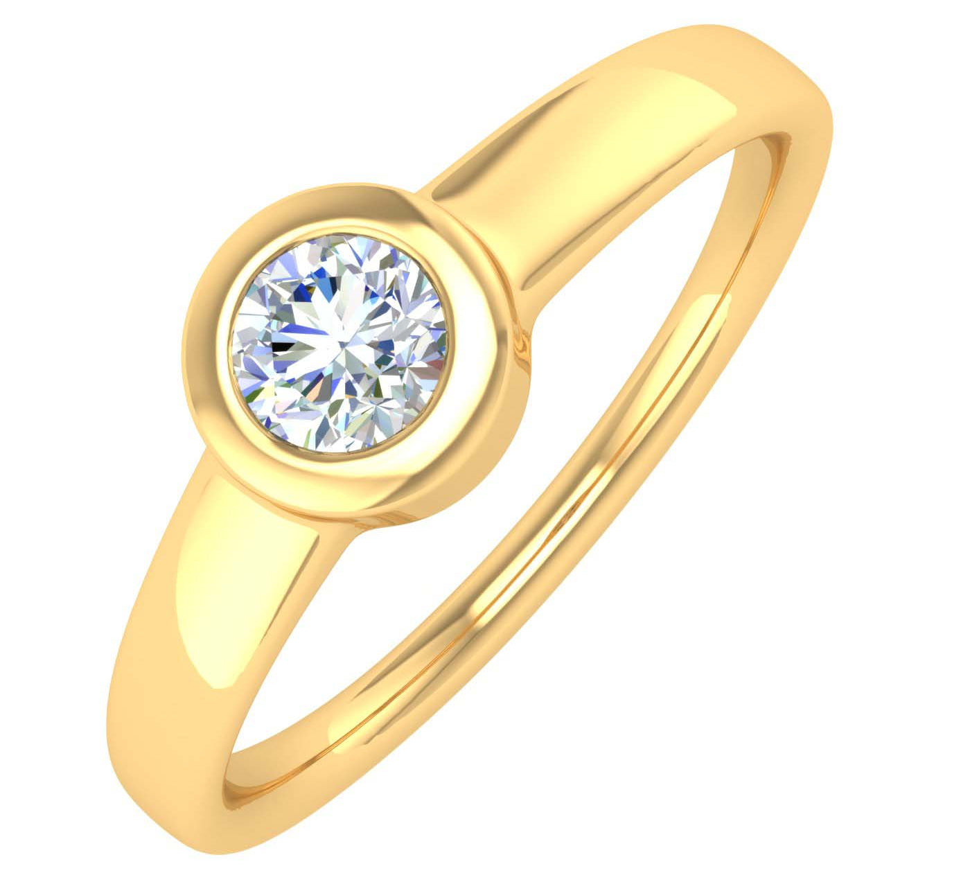 1/2 Carat Bezel Set Diamond Solitaire Engagement Ring in Gold