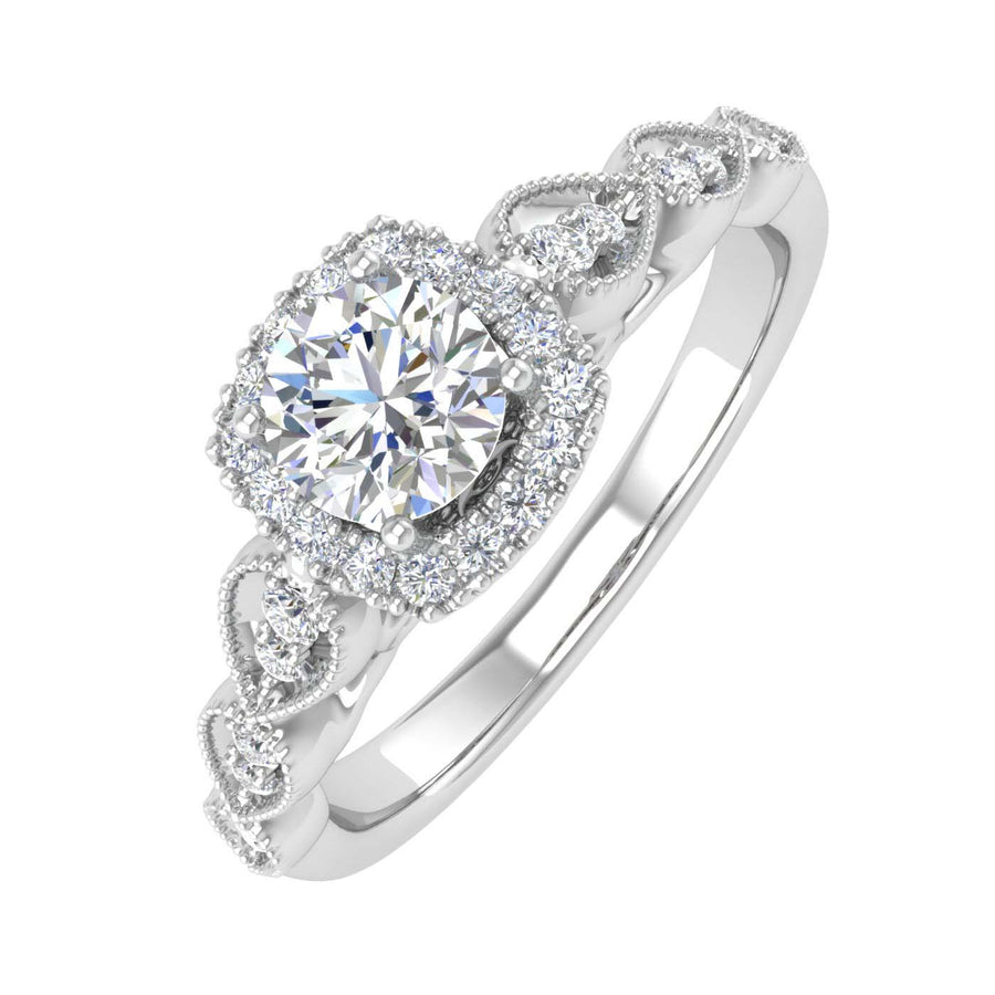 3/4 Carat Cushion cut Diamond Engagement Ring in Gold