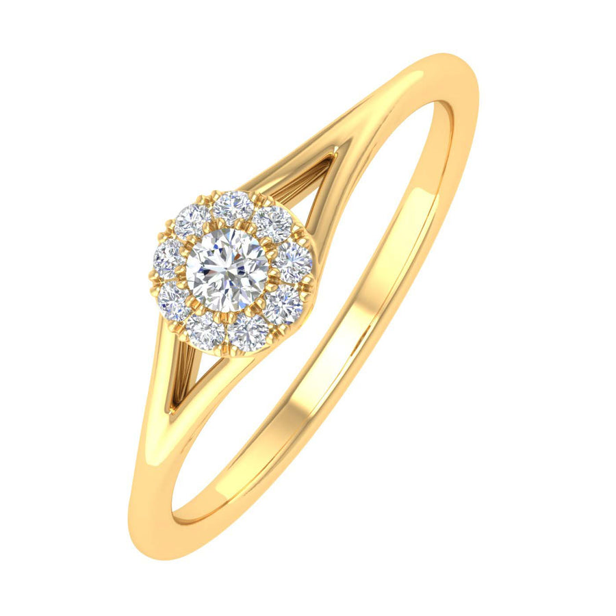 0.09 Carat Prong Set Diamond Engagement Ring in Gold - IGI Certified