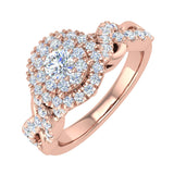 3/4 Carat Diamond Halo Ring in Gold - IGI Certified