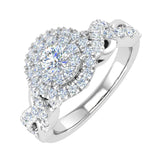 3/4 Carat Diamond Halo Ring in Gold - IGI Certified