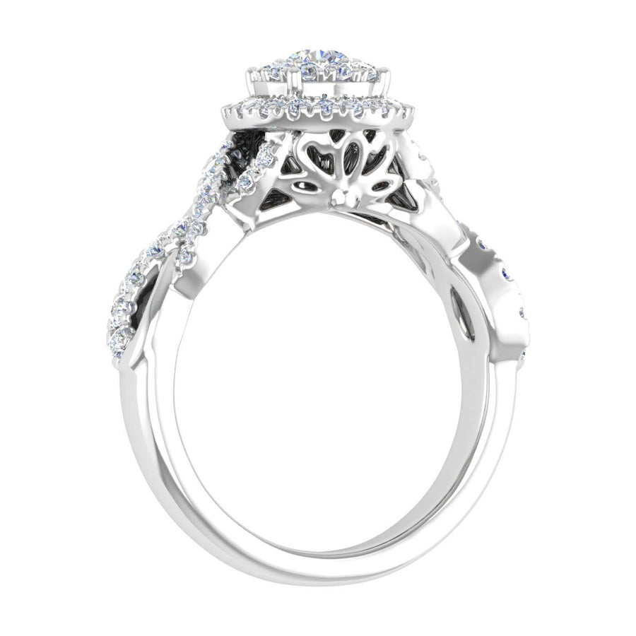 3/4 Carat Diamond Halo Ring in Gold - IGI Certified