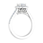 1/2 Carat Cushion Shape Halo Diamond Engagement Ring in Gold-Side View