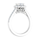 1/2 Carat Cushion Shape Halo Diamond Engagement Ring in Gold-Side View