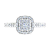 1/2 Carat Cushion Shape Halo Diamond Engagement Ring in Gold - IGI Certified