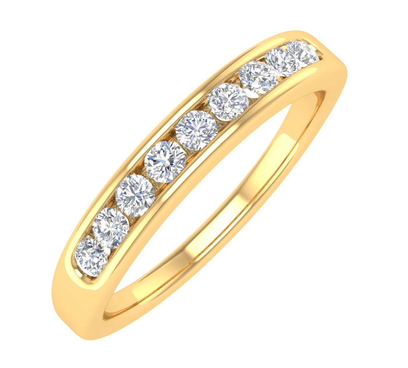 1/4 Carat Round Diamond Unisex Wedding Band Ring in Gold - IGI Certified