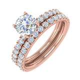 1.45 Carat Prong Set Diamond Bridal Ring Set in Gold - IGI Certified