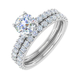 1.45 Carat Prong Set Diamond Bridal Ring Set in Gold