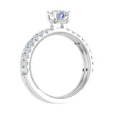 1.45 Carat Prong Set Diamond Bridal Ring Set in Gold - IGI Certified