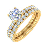 1.45 Carat Prong Set Diamond Bridal Ring Set in Gold - IGI Certified