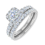 1.50 Carat Cushion Cut Prong Set Diamond Bridal Ring Set in Gold - IGI Certified
